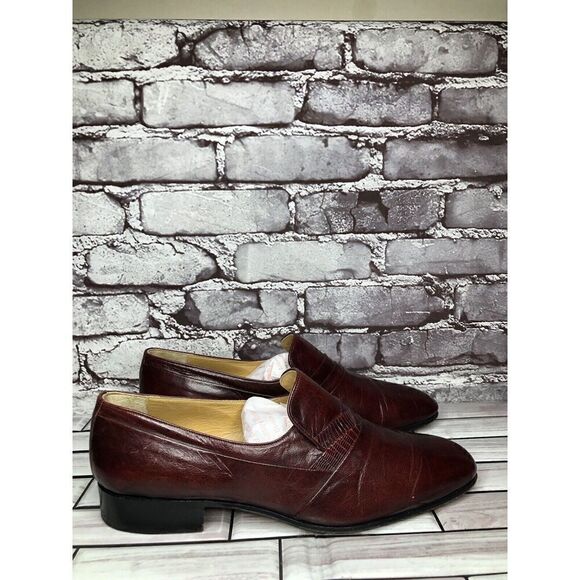 Dino Bigioni Burgundy Leather Slip On Dress Loafers Shoes Men Sz 43.5EU/10.5M US main image 8